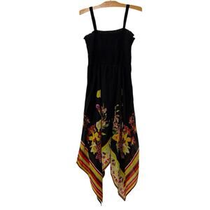 Soft Surroundings Dress Floral Midi Black Sleeveless Resort Cruise Petite Large